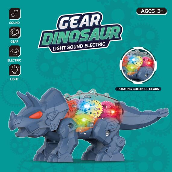 Little Story Electric Diy Gear Dinosaur Toy With Light And Sound, Color: Blue, 2 image