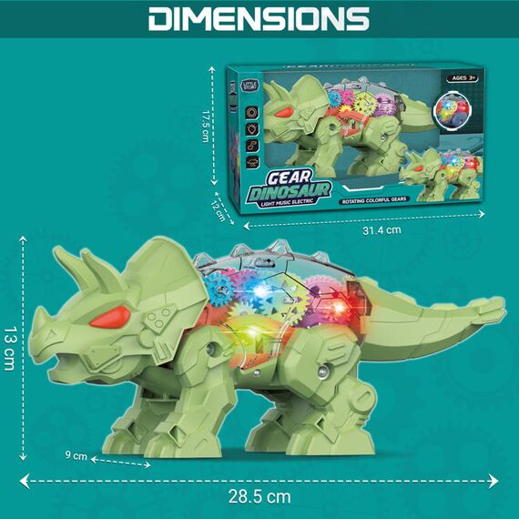Little Story Electric Diy Gear Dinosaur Toy With Light And Sound, Color: Green, 4 image