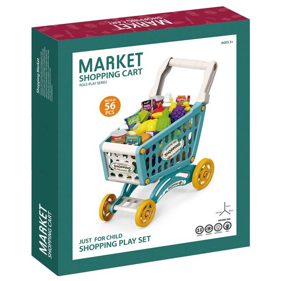 Little Story Role Play Market Shopping Cart Toy Set 56 Pcs, Color: Green, 3 image