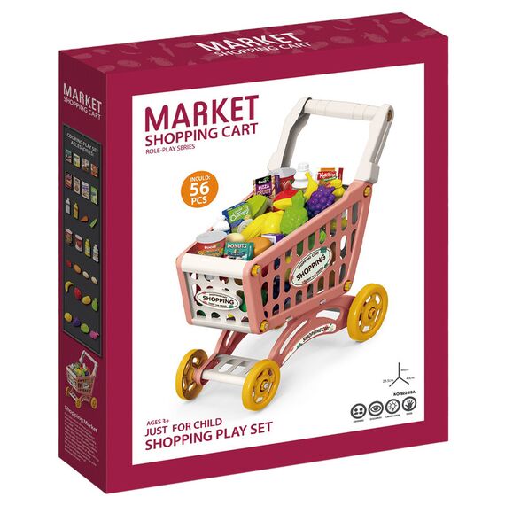 Little Story Role Play Market Shopping Cart Toy Set 56 Pcs, Color: pink, 2 image