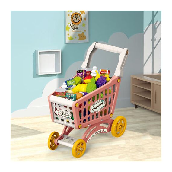 Little Story Role Play Market Shopping Cart Toy Set 56 Pcs, Color: pink, 4 image