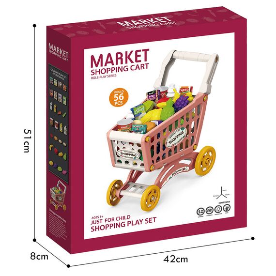 Little Story Role Play Market Shopping Cart Toy Set 56 Pcs, Color: pink, 6 image