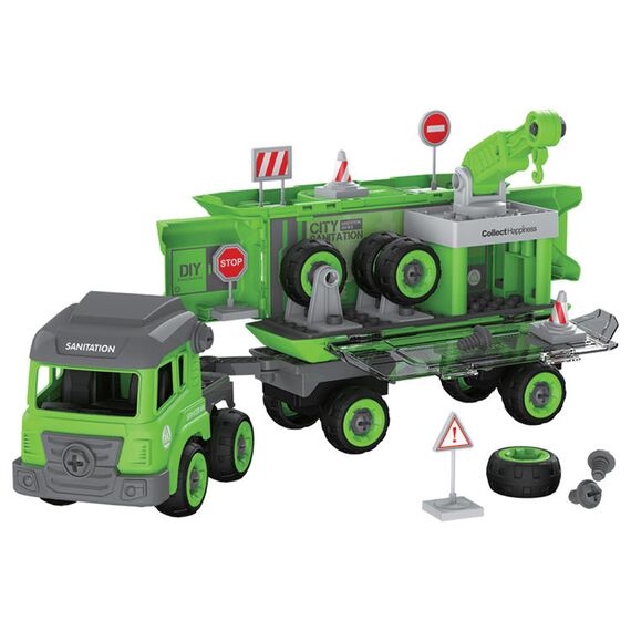 Little Story Kids Sanitation Truck Toy With 2 Mini Trucks, Color: Light Green