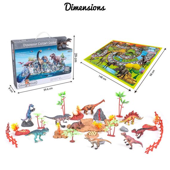 Little Story Dino World Set 18 Pcs With 9 Dinosaur Figures And Scene Carpet, 3 image