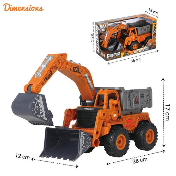 Little Story Simulation Inertial 3 In 1 Engineering Excavator Dumping Truck Toy Vehicle With Light And Sound, 2 image