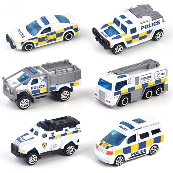 Little Story Alloy Sliding Police Toy Car 6 Pcs
