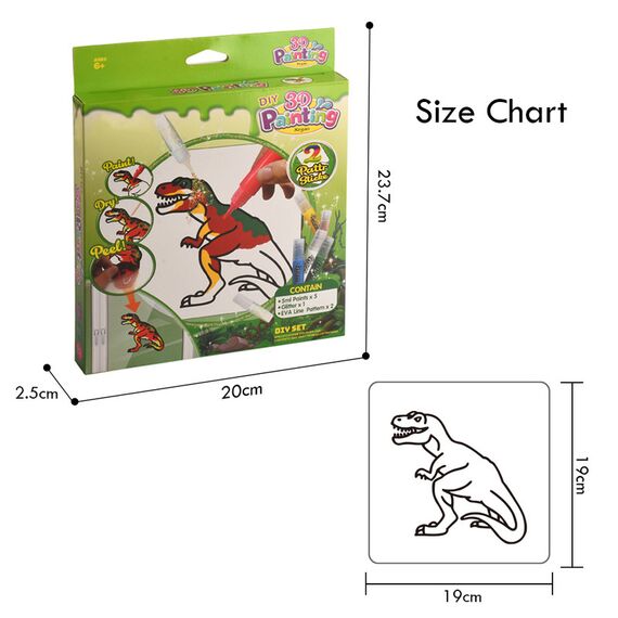 Little Story Diy Kids Art & Craft 3D Painting Set Dinosaur, 9 image
