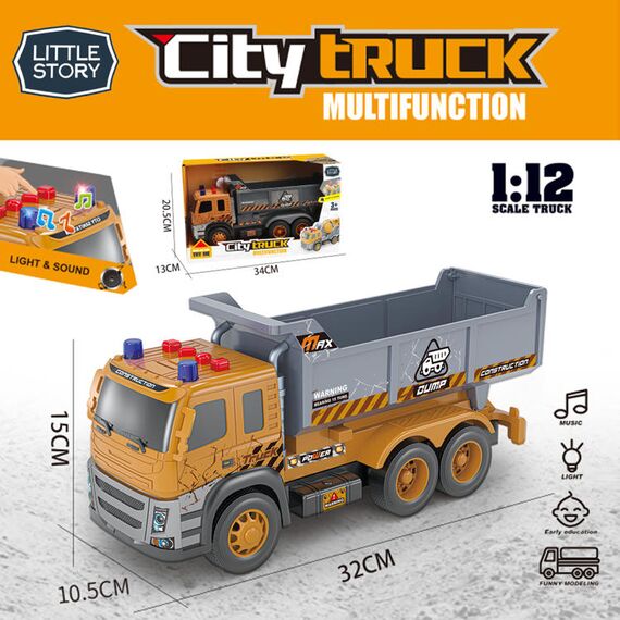 Little Story Simulation Inertial Engineering Dumping Truck Toy Vehicle With Light And Sound, 2 image