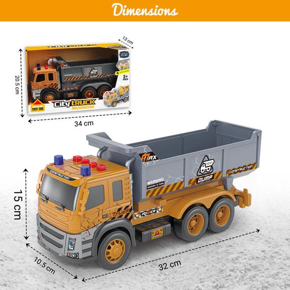 Little Story Simulation Inertial Engineering Dumping Truck Toy Vehicle With Light And Sound, 4 image