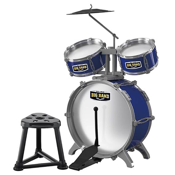 Little Story Kids Drum Set Musical Instrument With Stool, Color: Blue