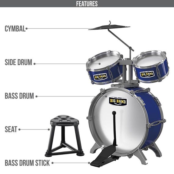 Little Story Kids Drum Set Musical Instrument With Stool, Color: Blue, 2 image