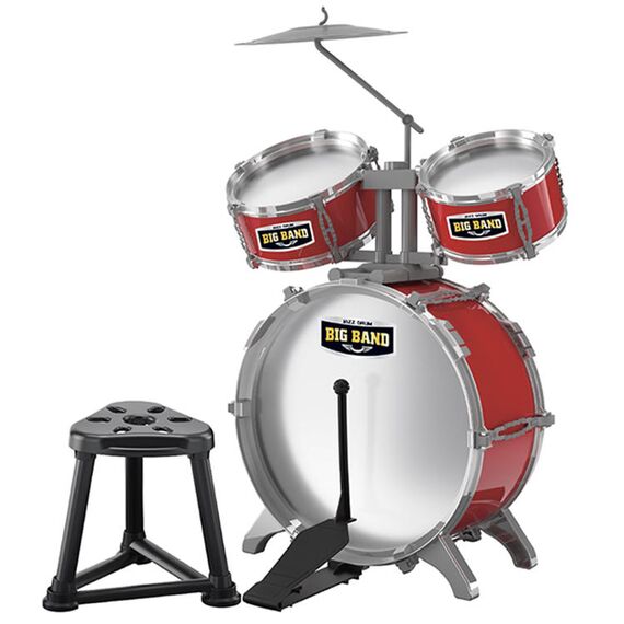Little Story Kids Drum Set Musical Instrument With Stool, Color: red