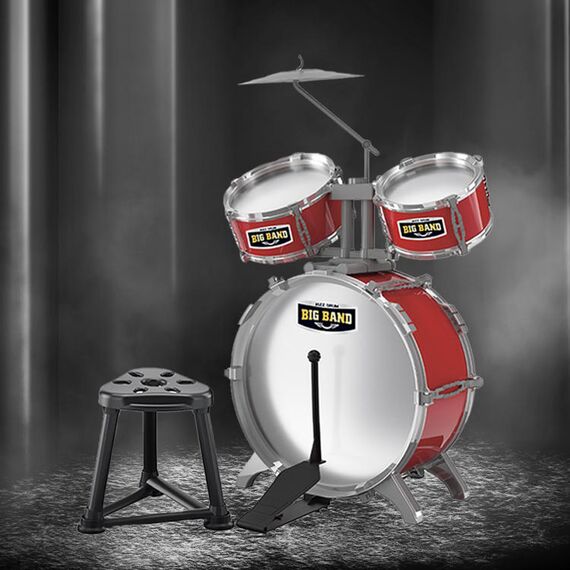 Little Story Kids Drum Set Musical Instrument With Stool, Color: red, 4 image