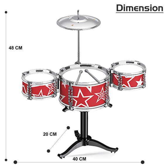 Little Story Kids Drum Set Musical Instrument, Color: red, 4 image