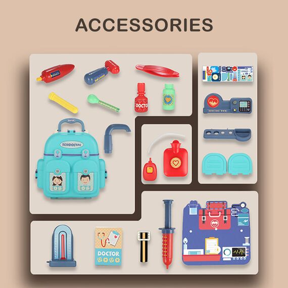 Little Story Role Play Doctor / Nurse / Clinic Toy Set School Bag (23 Pcs) - Blue, 3-In-1 Mode, 6 image