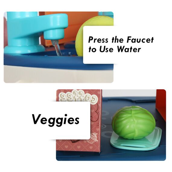 Little Story 2-In-1 Role Play Chef Kitchen Restaurant Toy Set School Bag 34 Pcs Blue, Color: Blue, 4 image