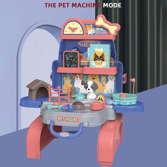 Little Story Role Play Animal Care / Pet House Toy Set School Bag (26 Pcs) - Blue, 3-In-1 Mode, 5 image