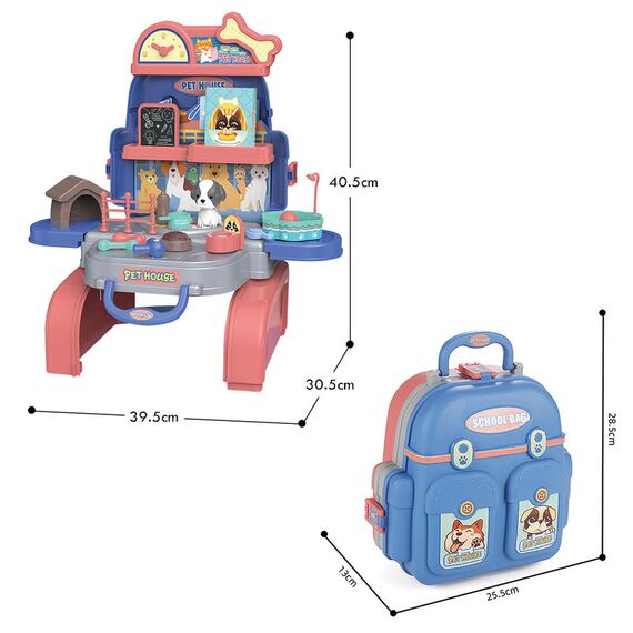 Little Story Role Play Animal Care / Pet House Toy Set School Bag (26 Pcs) - Blue, 3-In-1 Mode, 7 image