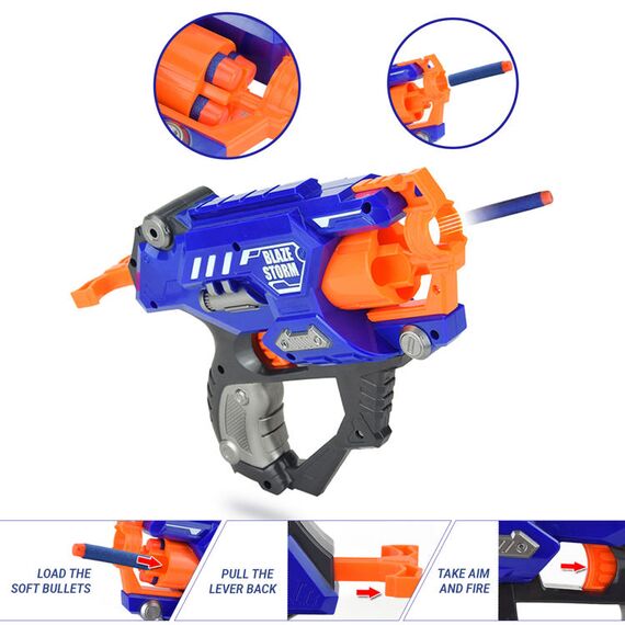Little Story Kids Manual Soft Bullet Gun With 10Pcs Soft Bullets Blue, Color: Blue, 4 image