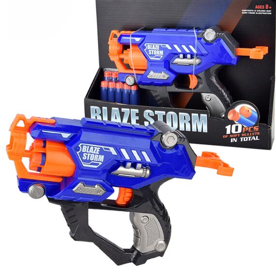 Little Story Kids Manual Soft Bullet Gun With 10Pcs Soft Bullets Blue, Color: Blue, 6 image