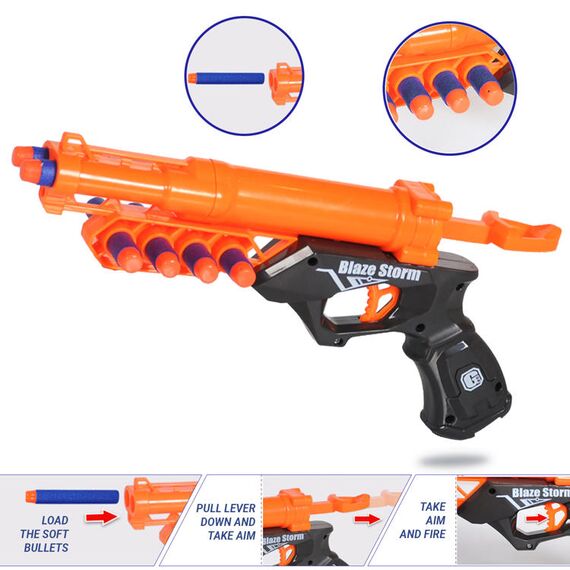 Little Story Kids Manual Soft Bullet Gun With 10Pcs Soft Bullets Blue, Color: Orange, 7 image