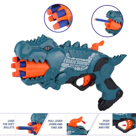 Little Story Kids Manual Dinosaur Bullet Gun 20 Soft Bullets, 4 image