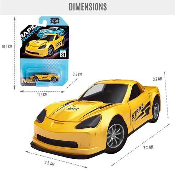 Little Story Slide Die Cast Toy Car, Color: yellow, 6 image