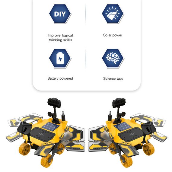 Little Story Diy Solar Mars Exploration Rover 46 Pcs Stem Series Blue, Color: yellow, 9 image
