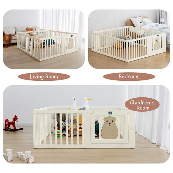 Little Story Portable Playpen With Bookshelf, Toy Storage And Play House, 10 image