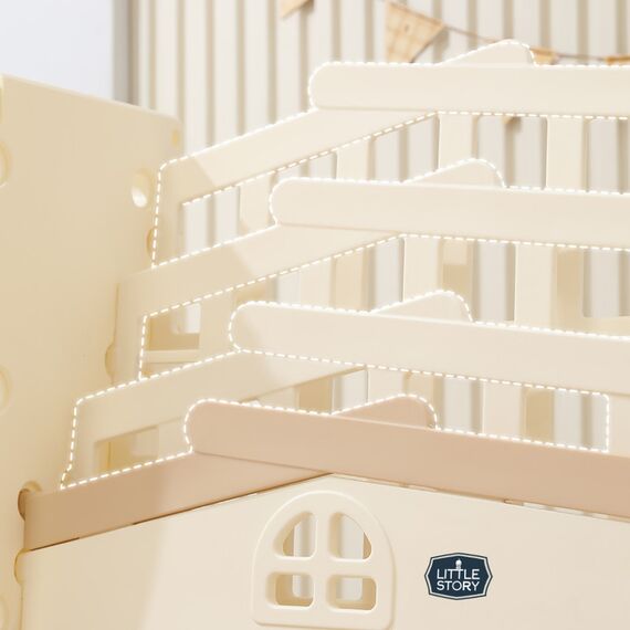 Little Story Portable Playpen With Bookshelf, Toy Storage And Play House, 11 image