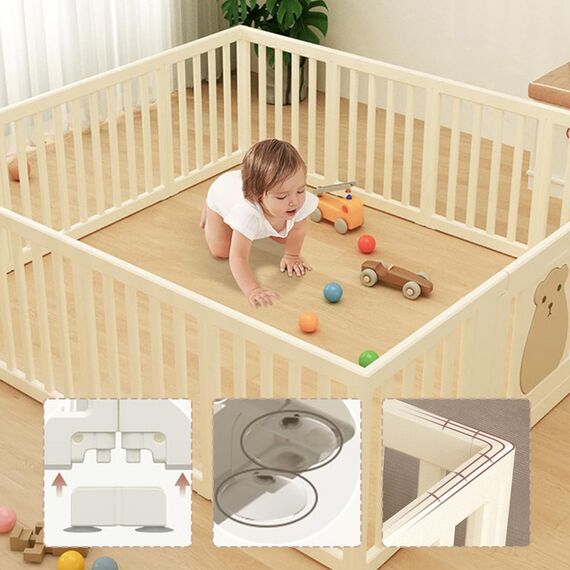 Little Story Portable Playpen With Bookshelf, Toy Storage And Play House, 19 image