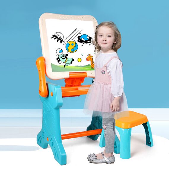 Little Story Double Sided 2In1 Blocks Table And Magnetic Learning Board Set With Chair 3+ Years - Multicolor, 8 image