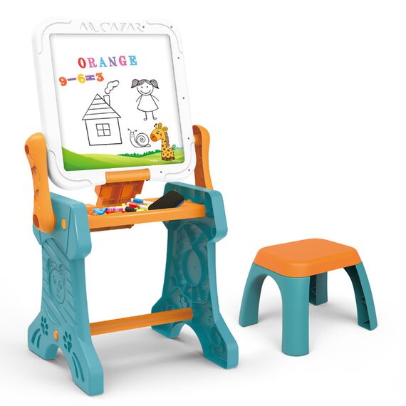 Little Story Double Sided 2In1 Blocks Table And Magnetic Learning Board Set With Chair 3+ Years - Multicolor, 9 image