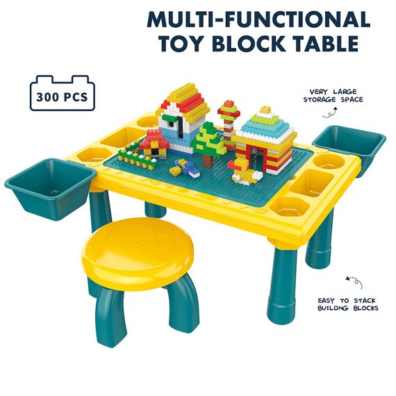 Little Story 4In1 Activity Table With Stool And 300 Blocks 3+ Years, 9 image