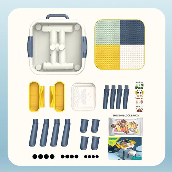 Little Story 4 In 1 Block Activity Table With Stool And Blocks Blue 3+ Years, 9 image