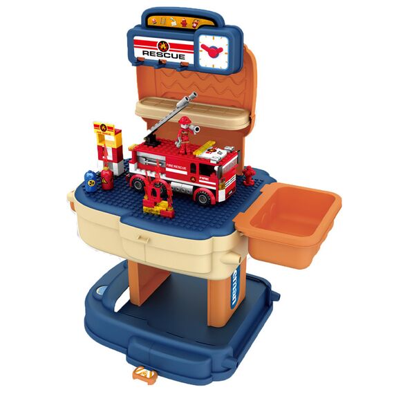 Little Story Role Play Fire Station With Fire Truck 223 Pieces 2 In 1 School Bag Set 3+ Years