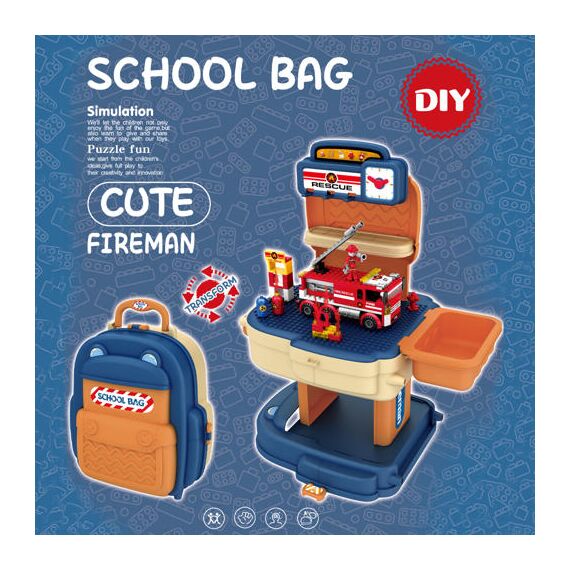 Little Story Role Play Fire Station With Fire Truck 223 Pieces 2 In 1 School Bag Set 3+ Years, 3 image