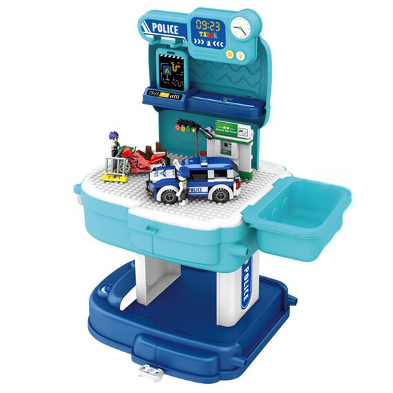 Little Story Role Play Police Station With Police Car 219 Pieces 2 In 1 School Bag Set 3+ Years
