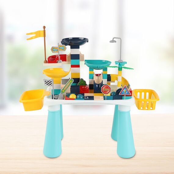 Little Story Diy Slide Track Rolling Ball Blocks Table (111 Pcs), Stem Series - Multicolor, 4 image