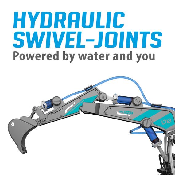 Little Story Diy Hydraulic Power Principle 3-In-1 Excavator / Bulldozer / Jcb Toy (130 Pcs), Stem Series - Grey, 9 image