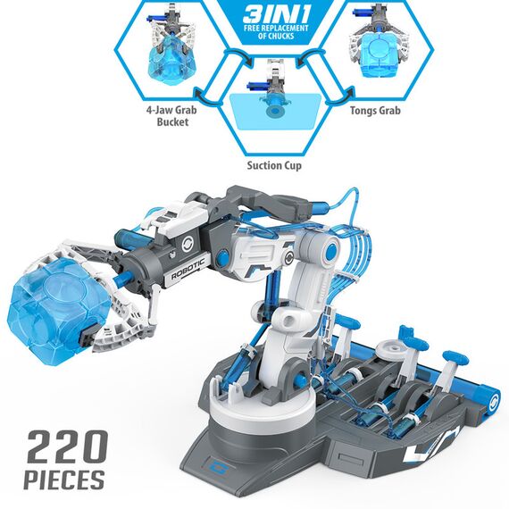 Little Story Diy Hydraulic 3In1 Mechanical Robotic Arm Toy 220 Pieces Stem Series 8+ Years - Grey, 3 image