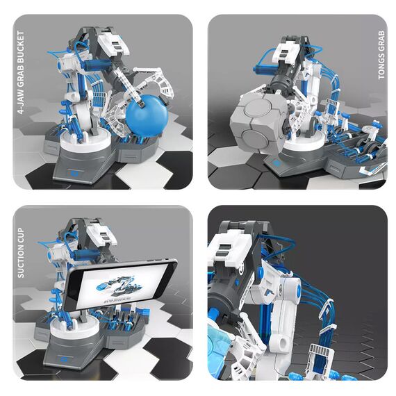 Little Story Diy Hydraulic 3In1 Mechanical Robotic Arm Toy 220 Pieces Stem Series 8+ Years - Grey, 7 image