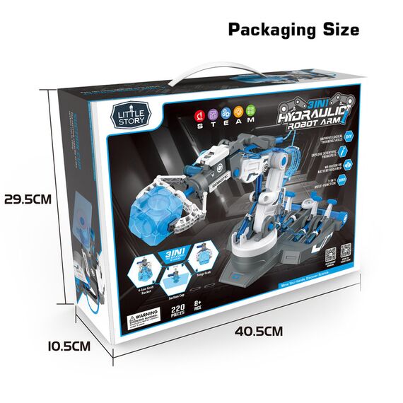 Little Story Diy Hydraulic 3In1 Mechanical Robotic Arm Toy 220 Pieces Stem Series 8+ Years - Grey, 17 image