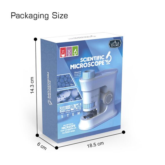 Little Story Scientific Portable Optical Microscope Toy (40-160X Zoom), Stem Series - Blue, 10 image