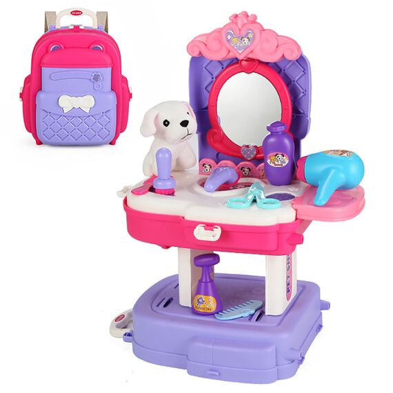 Little Story Role Play Animal Care Pet House Toy Set School Bag 21 Pcs Purple 3+ Years