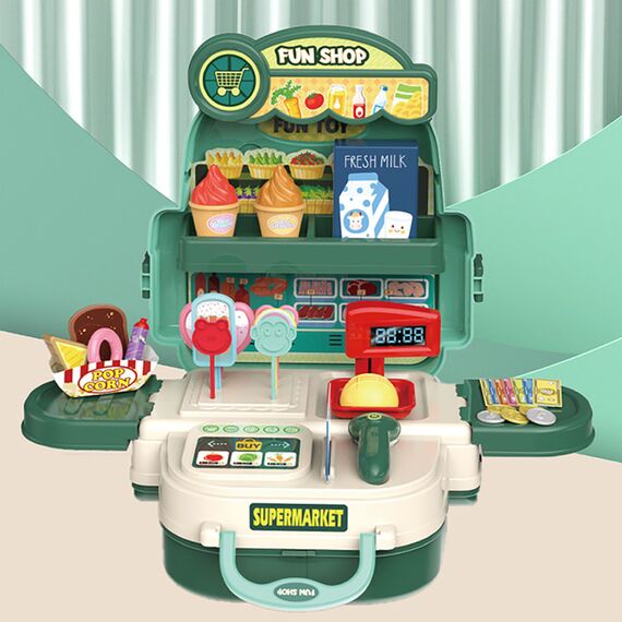 Little Story Role Play Shopkeeper / Supermarket Toy Set School Bag (36 Pcs) - Green, 3-In-1 Mode, 3 image