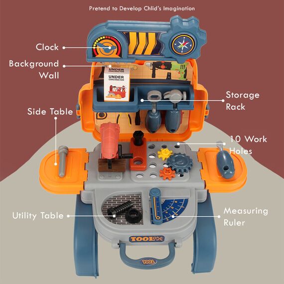 Little Story Role Play Mechanic / Tools Station Toy Set School Bag (23 Pcs) - Yellow, 3-In-1 Mode, 2 image