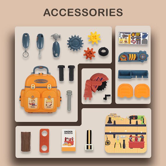 Little Story Role Play Mechanic / Tools Station Toy Set School Bag (23 Pcs) - Yellow, 3-In-1 Mode, 3 image