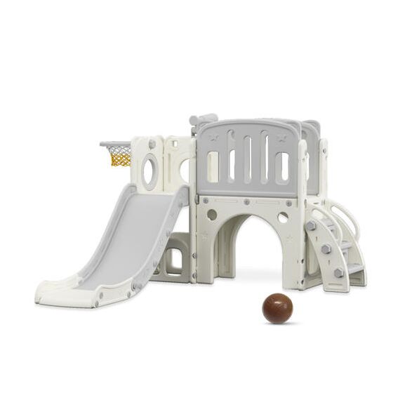 Little Story Play House With Activity Slide, Basketball Ring, Ball And Toy Storage