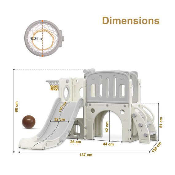 Little Story Play House With Activity Slide, Basketball Ring, Ball And Toy Storage, 11 image